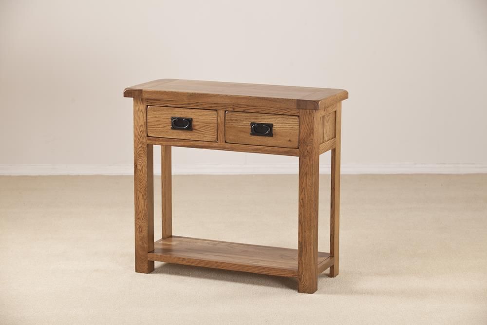 Windsor Rustic Oak Console Table With 2 Drawers | Oak World With Regard To Rustic Oak And Black Console Tables (Photo 6 of 20)