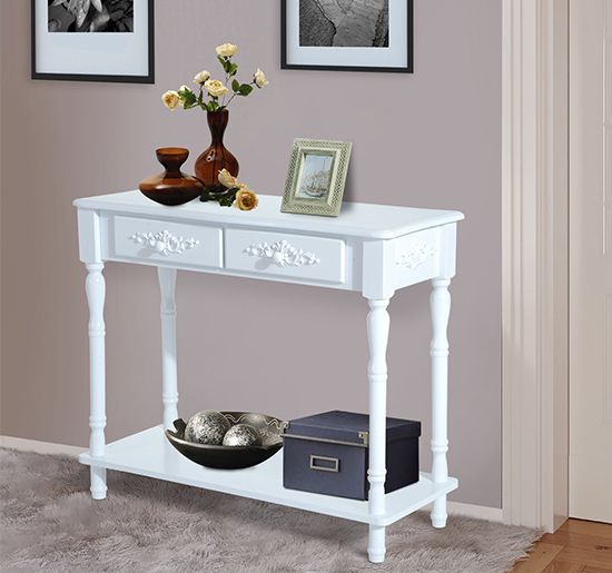 Wood 2 Drawer Hallway Entryway Console Table W/ Shelf Intended For 2 Shelf Console Tables (View 11 of 20)