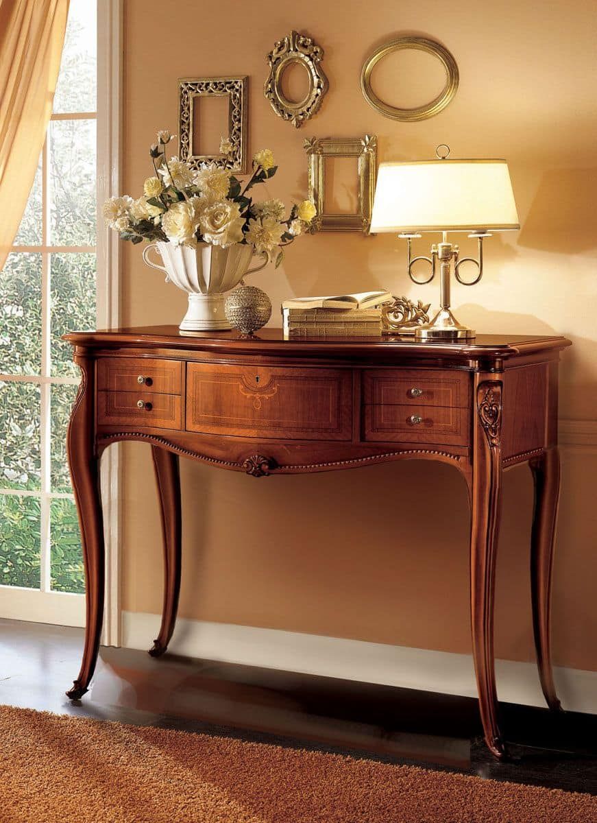 Wooden Console Ideal For Classic Luxury Environments Throughout Cream And Gold Console Tables (Photo 8 of 20)