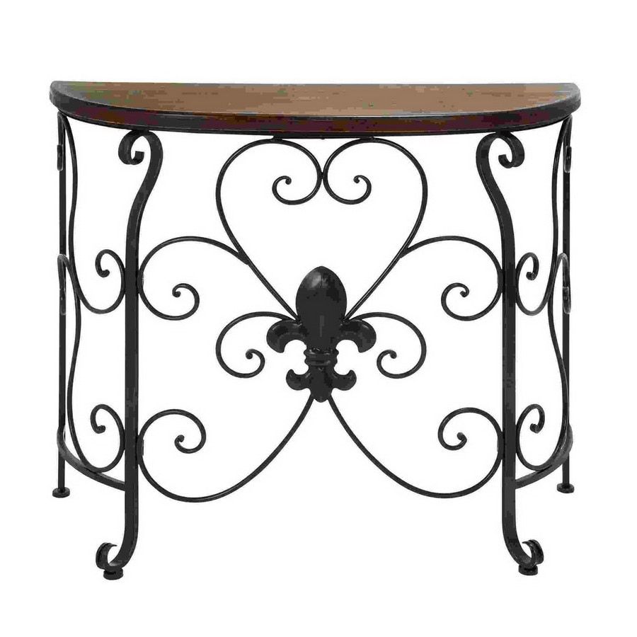 Woodland Imports Metal Half Round Console And Sofa Table Intended For Antique Brass Aluminum Round Console Tables (View 12 of 20)