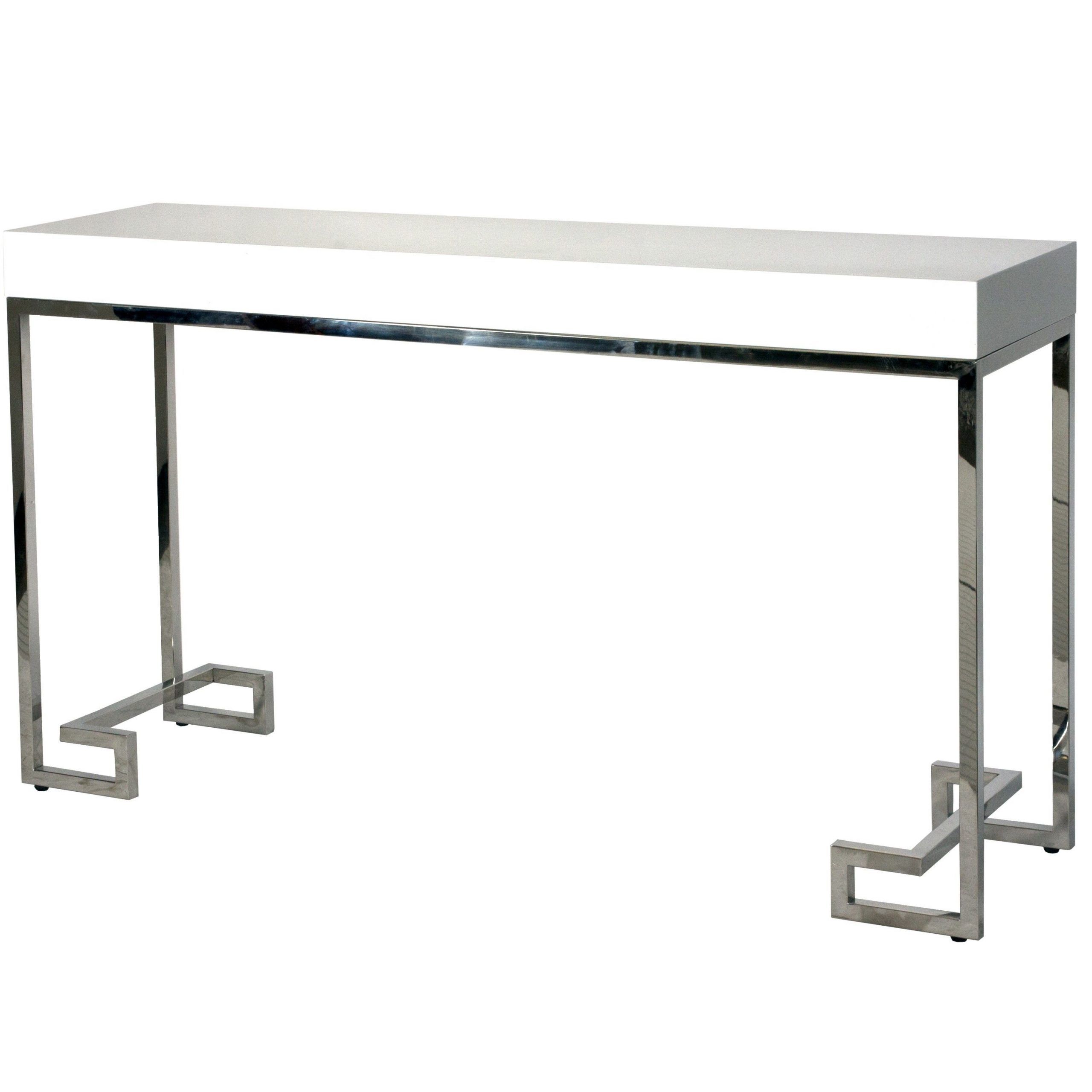 Worlds Away Barsanti Console White/silver | Candelabra With Regard To Silver Stainless Steel Console Tables (Photo 5 of 20)