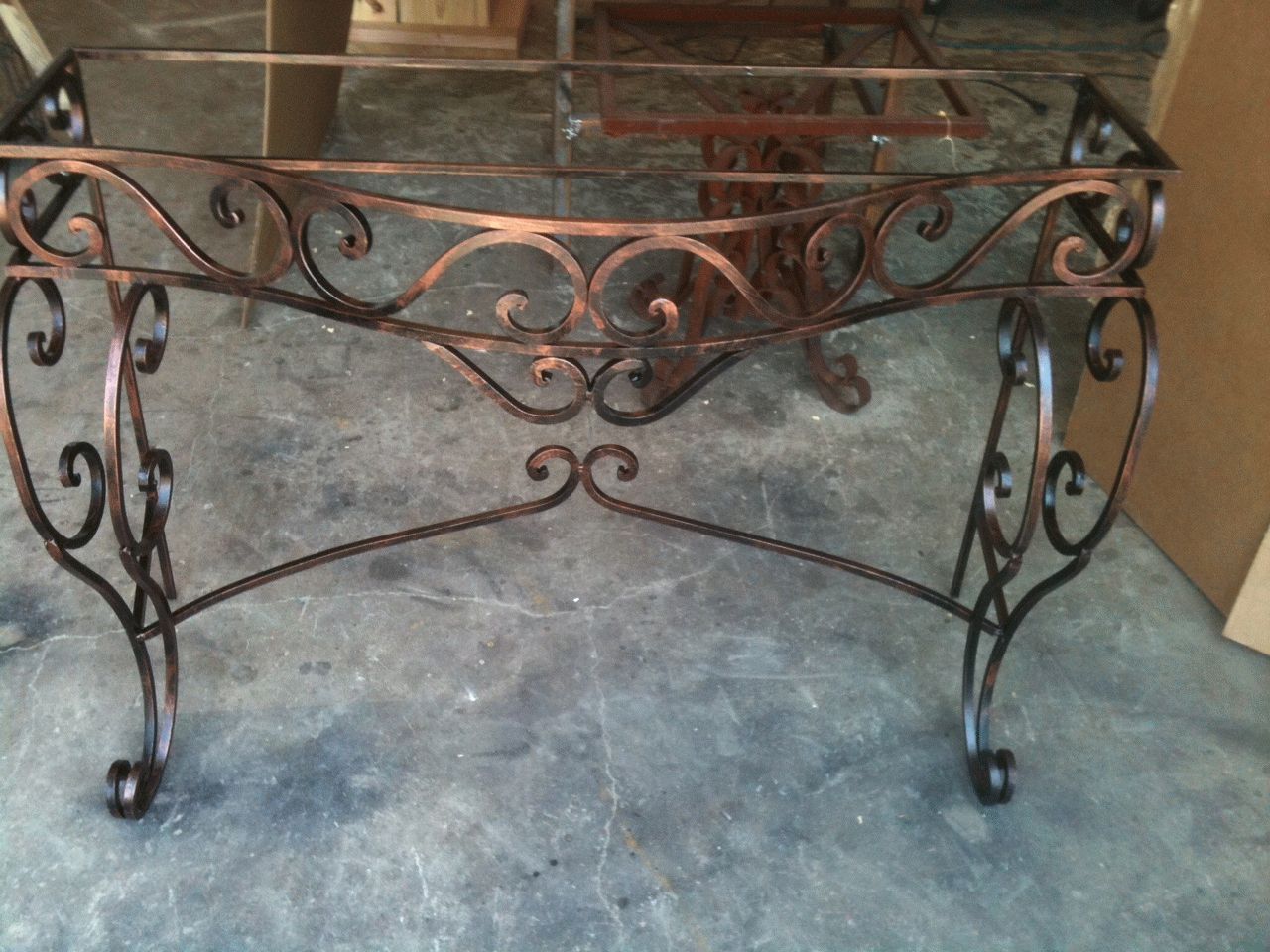 Wrought Iron Console Table Base W/ Scrolls – Bronze Regarding Round Iron Console Tables (View 19 of 20)