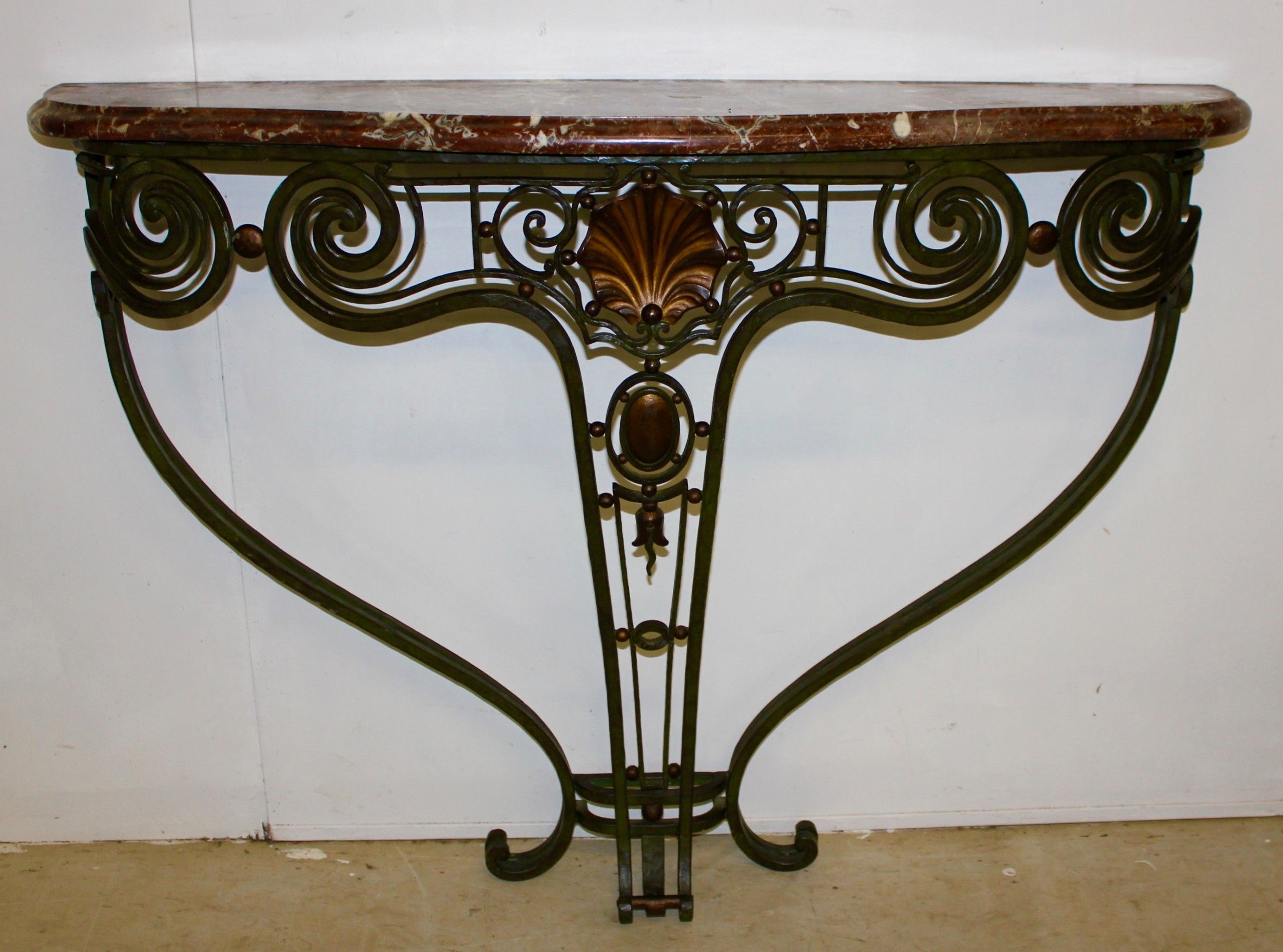 Wrought Iron Console Table With Marble Top | 672621 Inside Metal Console Tables (View 15 of 20)