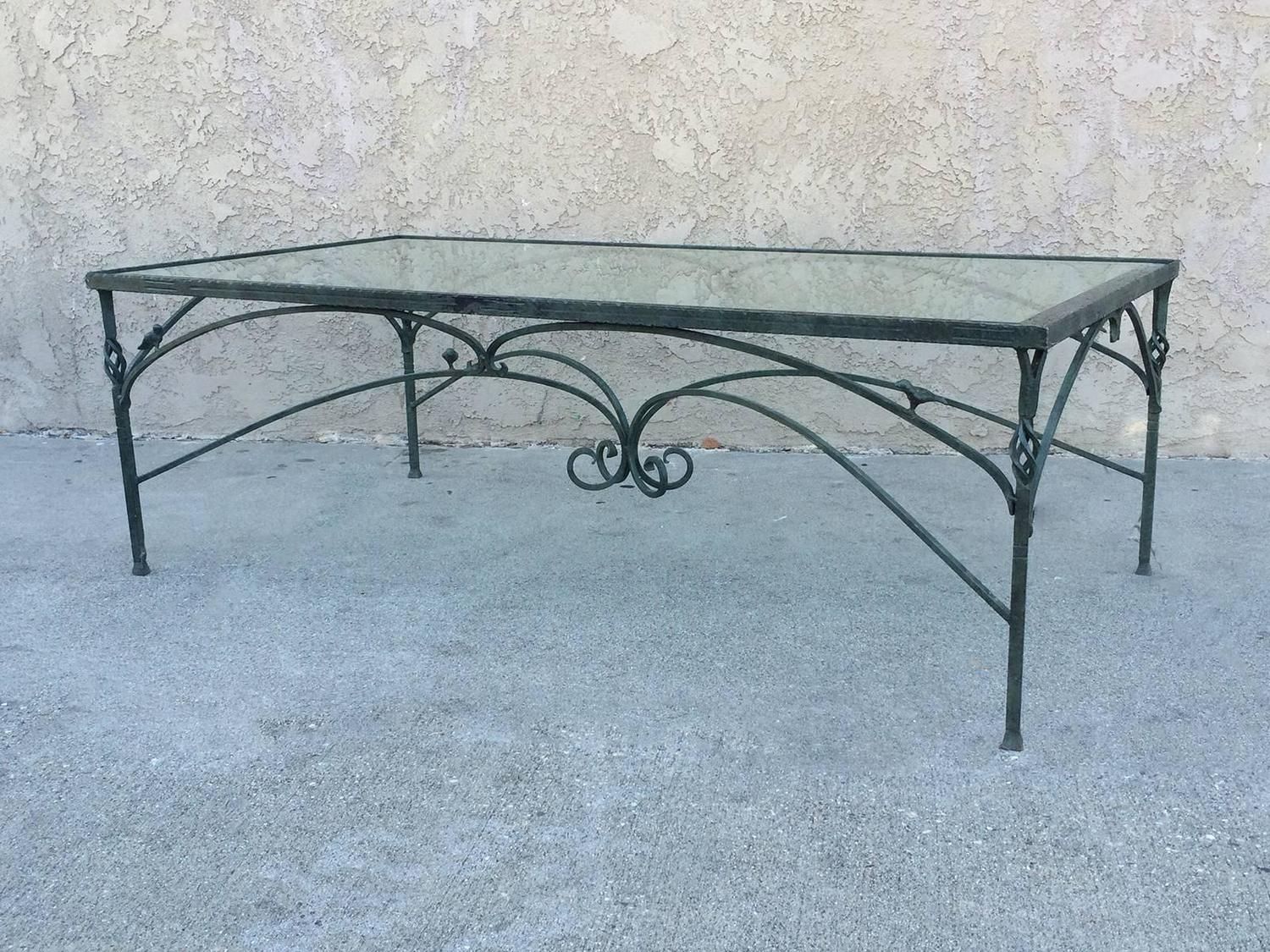 Wrought Iron Glass Coffee Table Oval Best Attractive House For Oval Aged Black Iron Console Tables (View 3 of 20)