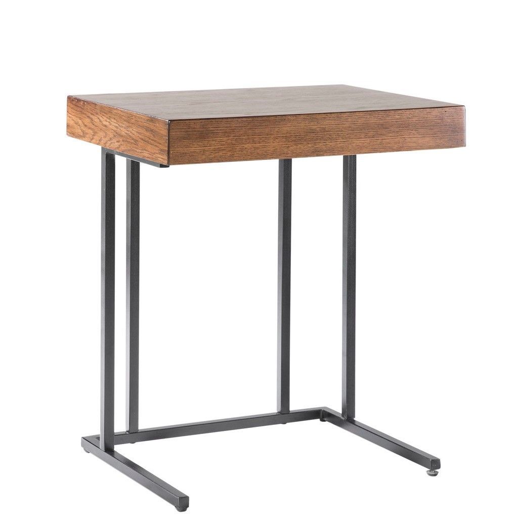 Wynn Pull Up Table Solid Acacia Wood, Metal, Pecan, Oak In Pecan Brown Triangular Console Tables (Photo 2 of 20)