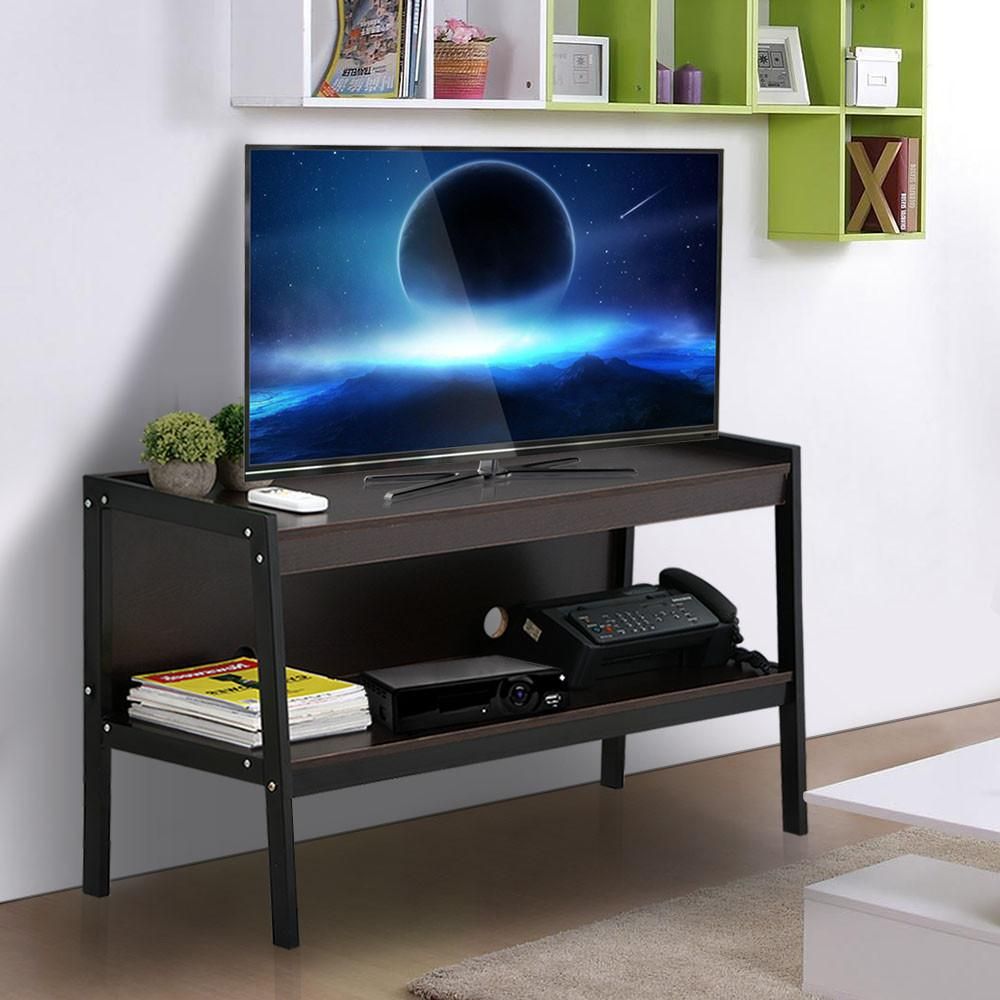 Yaheetech Modern Wood 45" Ladder Tv Stand Console Table Within Matte Black Console Tables (Photo 8 of 20)