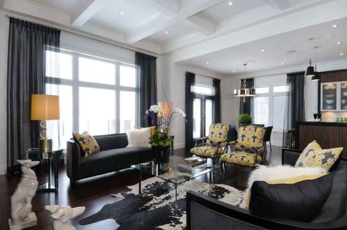 Yellow And Black Living Room – Contemporary – Living Room In Yellow And Black Console Tables (View 12 of 20)