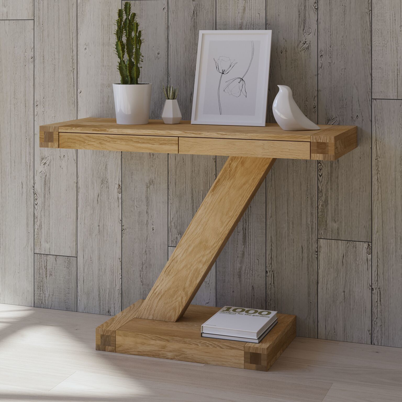 Z Designer Solid Oak Modern Console Table – Freitaslaf Net For Metal And Oak Console Tables (Photo 10 of 20)