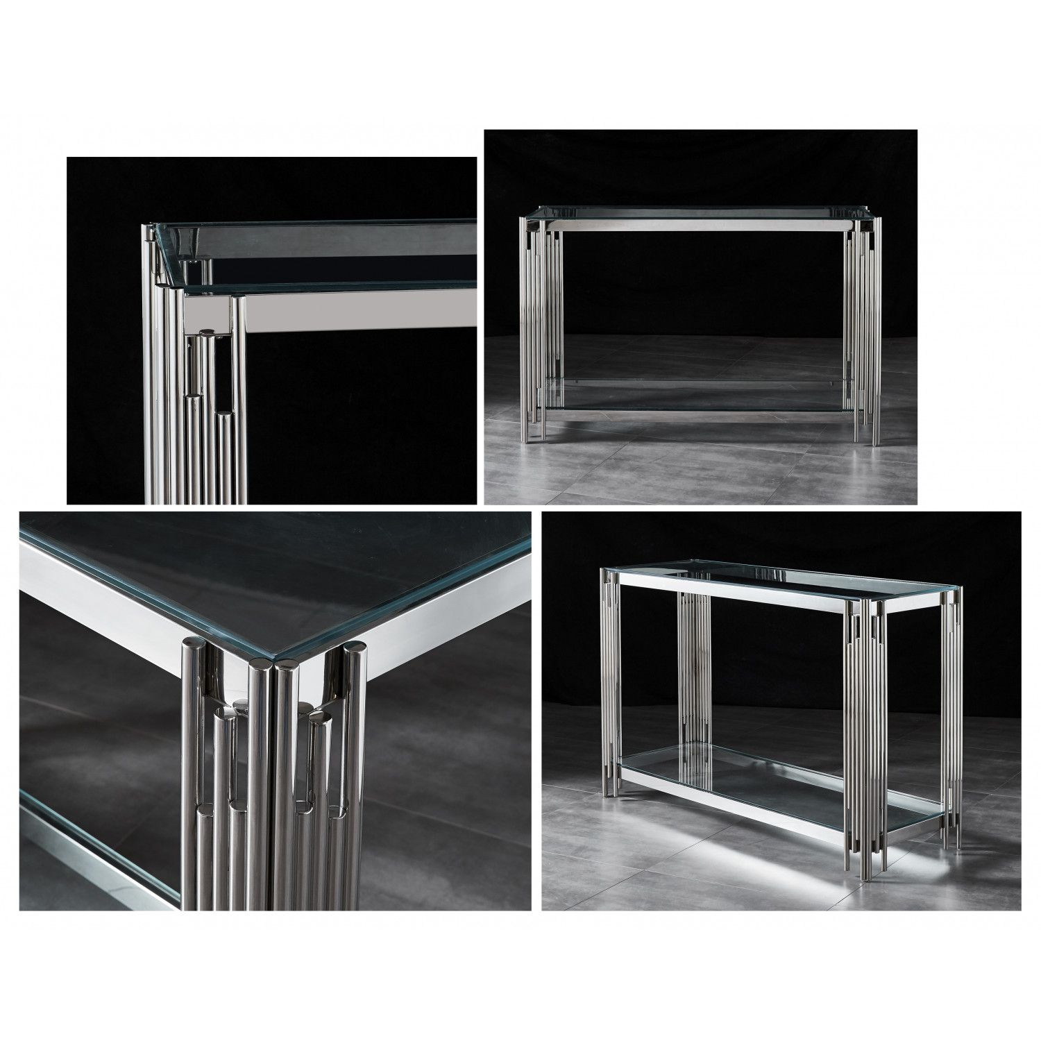 Zara Console Table Stainless Steel And Tempered Glass With Glass And Stainless Steel Console Tables (View 15 of 20)