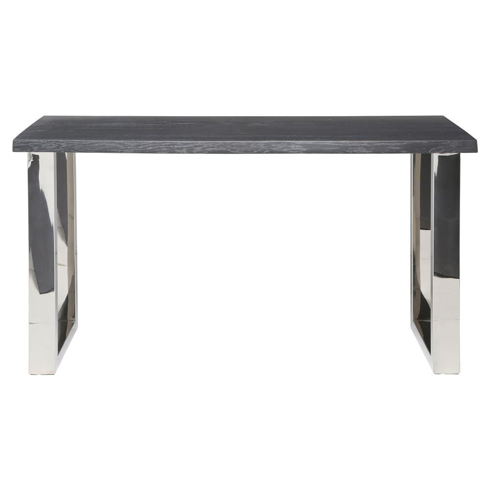 Zinnia Industrial Loft Grey Oak Stainless Steel Console Table With Stainless Steel Console Tables (View 19 of 20)