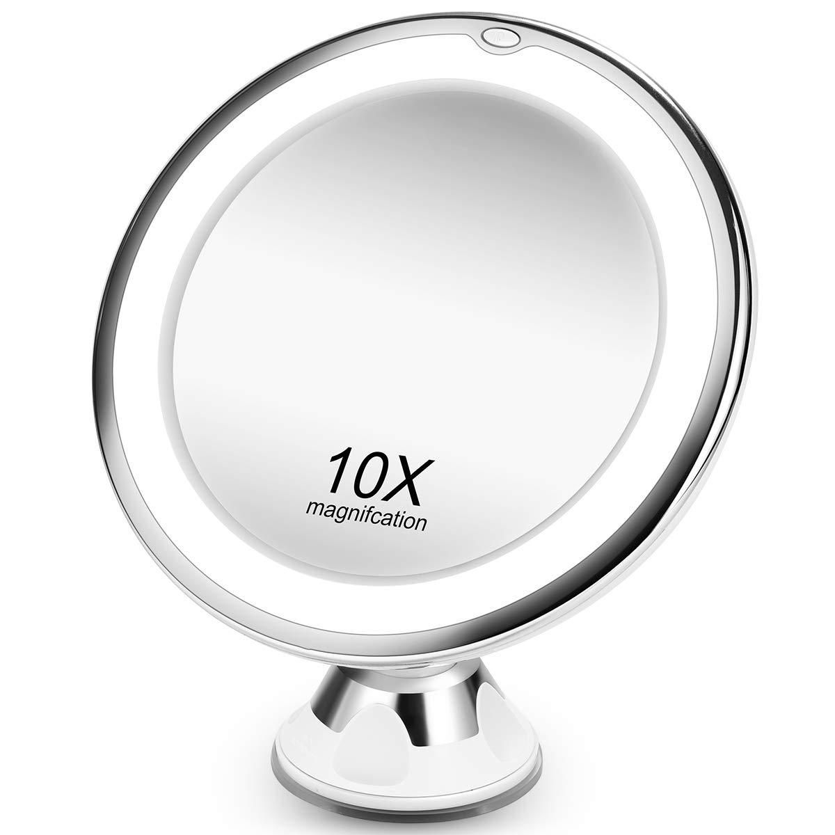 10x Magnifying Makeup Mirror With Lights, Led Lighted Portable Hand Pertaining To Led Lighted Makeup Mirrors (View 1 of 15)