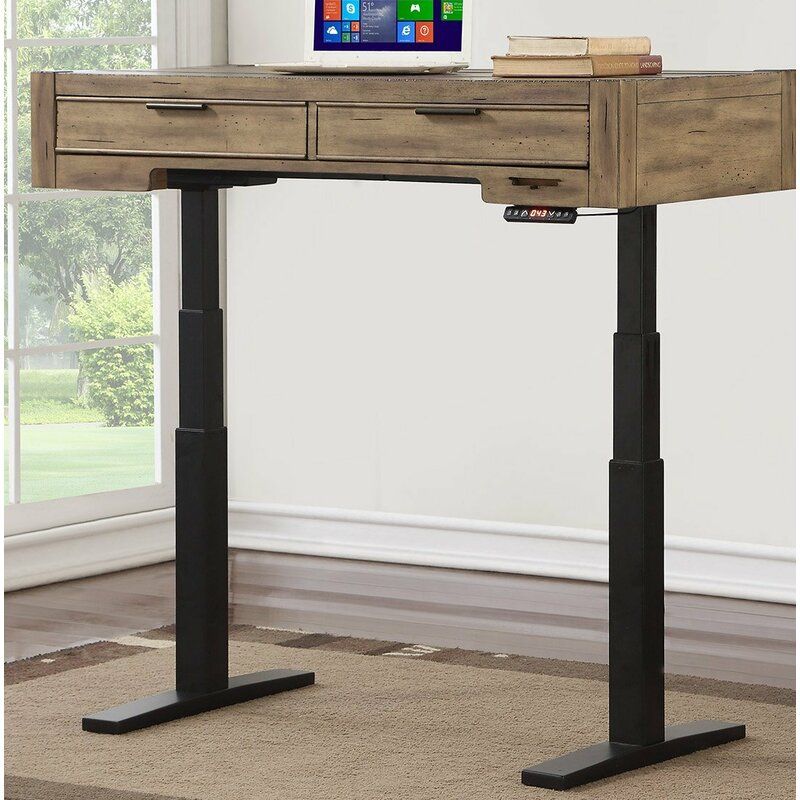 17 Stories 2 Piece 48 Inch Power Lift Height Adjustable Desk With 2 With Regard To Adjustable Electric Lift Desks (View 14 of 15)