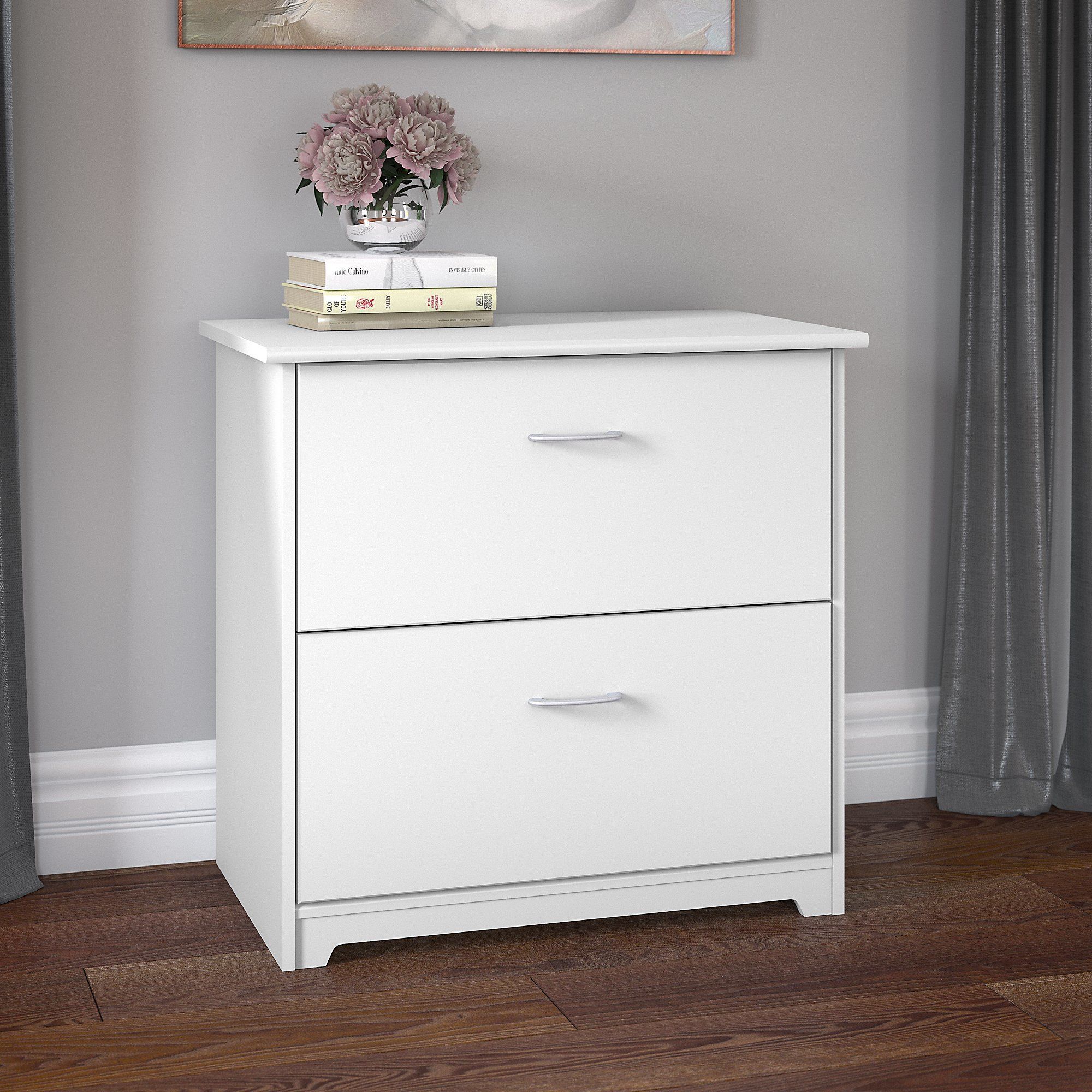 2 Drawer Lateral File Cabinet In White With White Traditional Desks Hutch With Light (Photo 13 of 15)