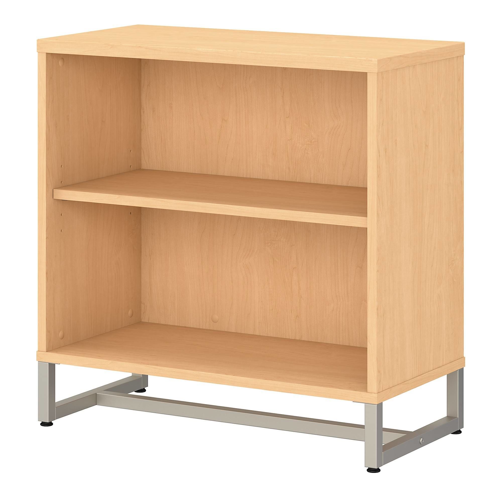 2 Shelf Bookcase Cabinet In Natural Maple Inside Natural Wood And Black 2 Shelf Desks (View 7 of 15)