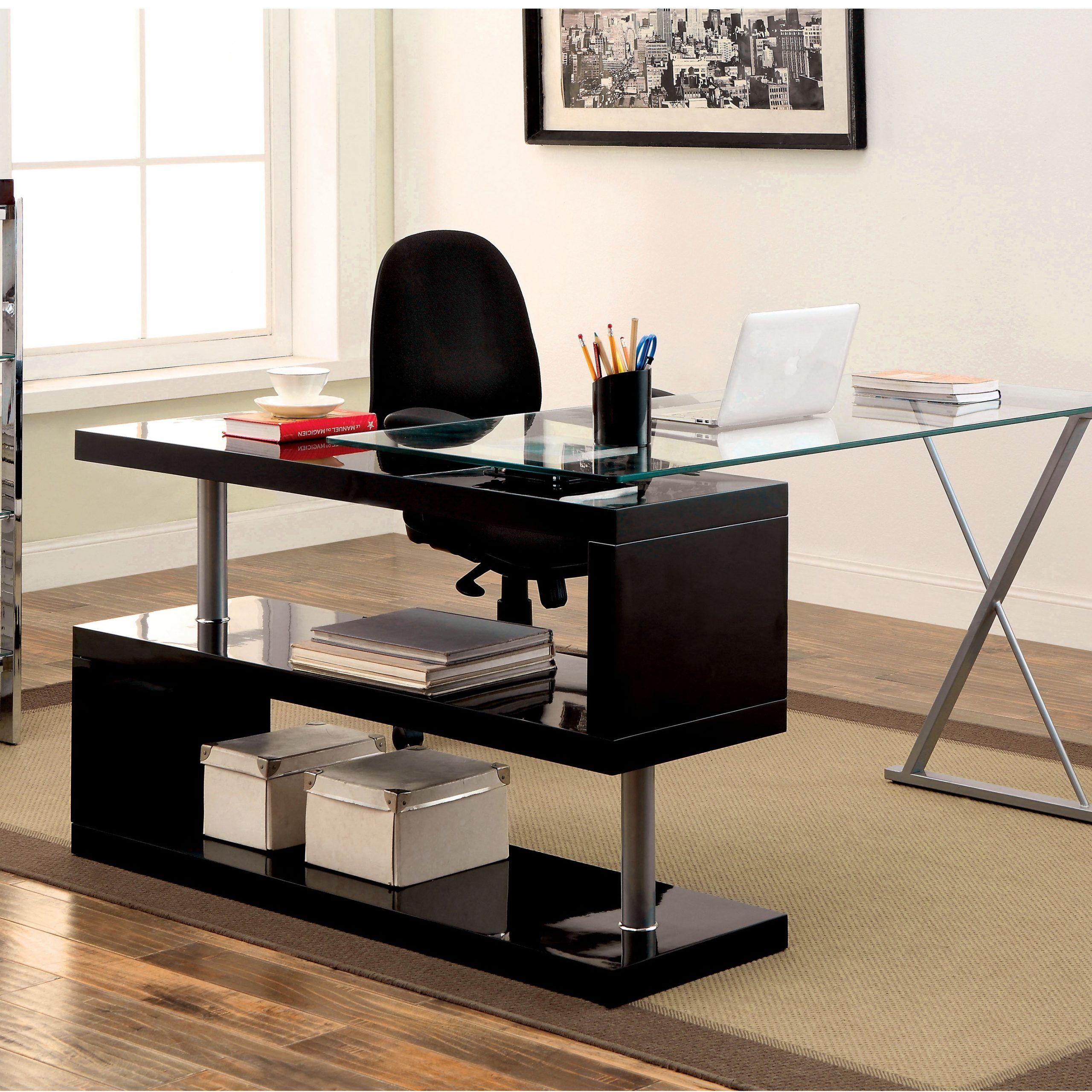 20+ Contemporary Office Desk Designs, Decorating Ideas | Design Trends Intended For Glass And Chrome Modern Computer Office Desks (View 11 of 15)