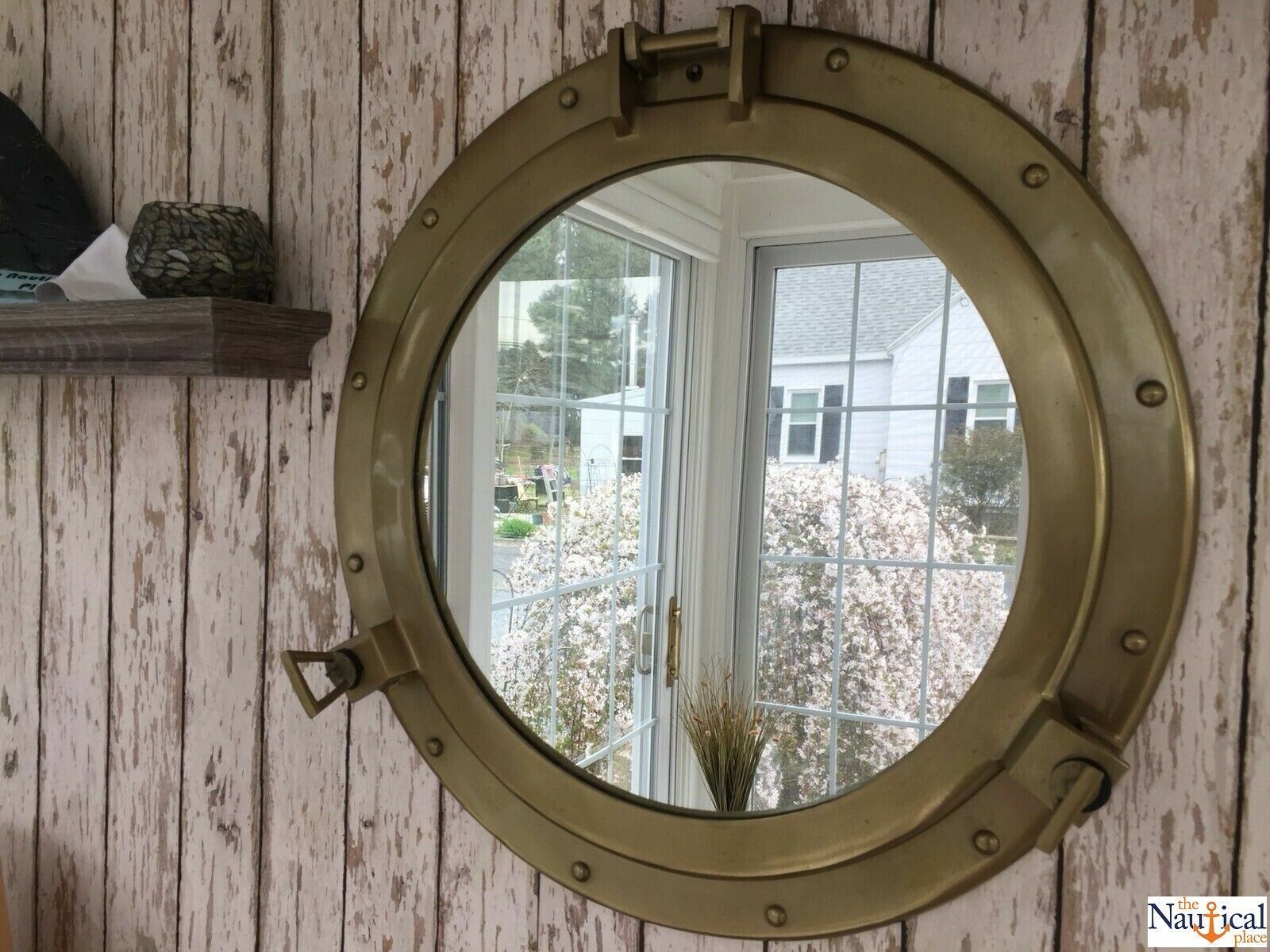 20" Porthole Mirror – Antique Brass Finish – Nautical Wall Decor Intended For Antique Brass Wall Mirrors (View 7 of 15)