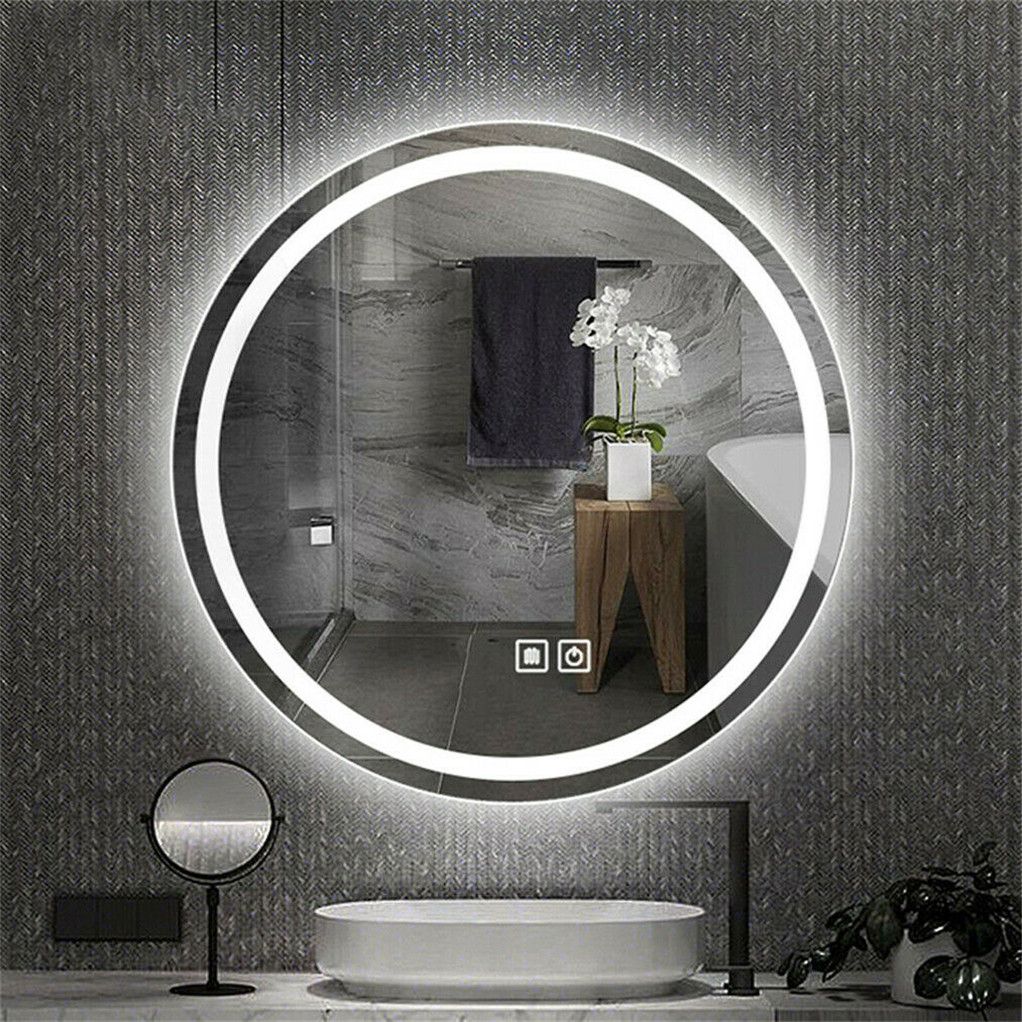 24" Round Illuminated Led Bathroom Wall Mirror Makeup Vanity Mirror Intended For Round Backlit Led Mirrors (View 6 of 15)