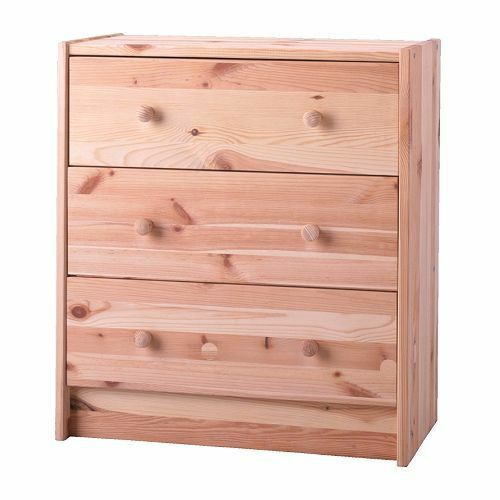 3 Drawer Dresser Chest Natural Pine Wood Home Bedroom Dorm Furniture Throughout Natural Brown Wood 3 Drawer Desks (View 14 of 15)