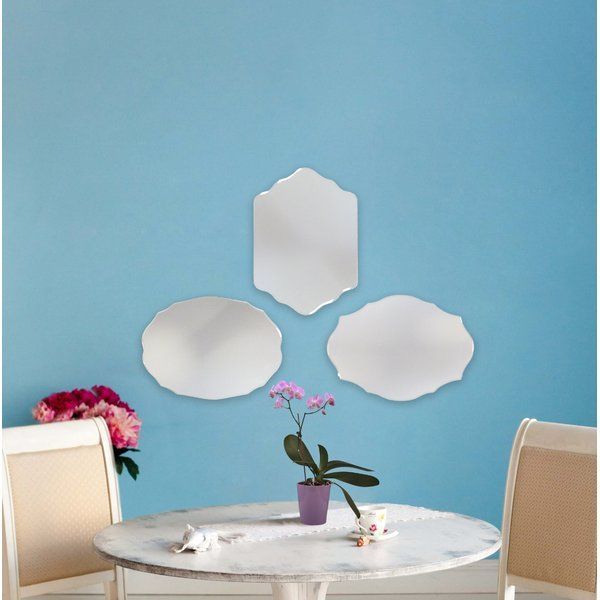 3 Piece Leetsdale Traditional Mini Frameless Mirror Set | Mirror Set For Traditional Frameless Diamond Wall Mirrors (View 11 of 15)