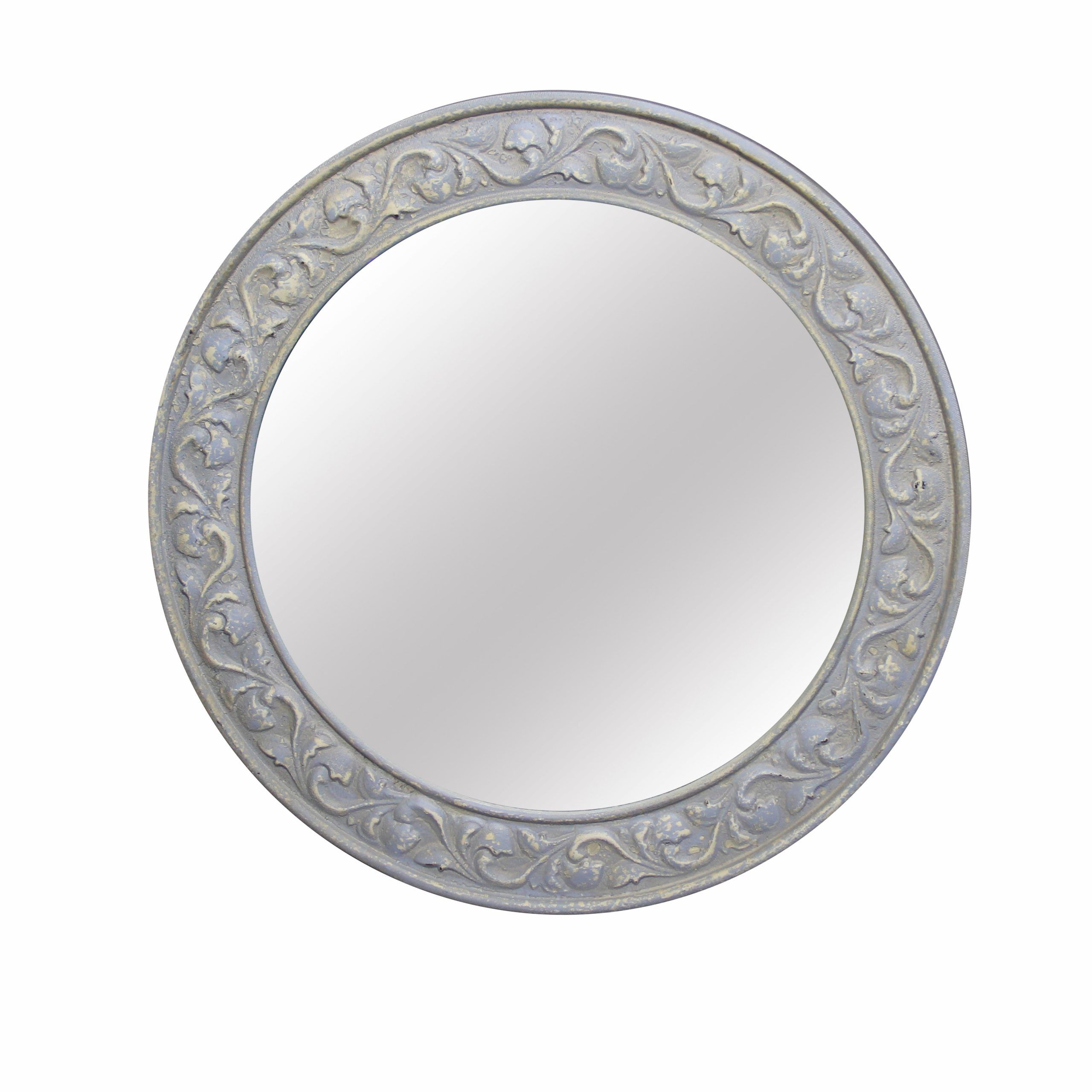 30.75" Gray Round Wall Mirror – Mirrors – Wall Decor & Mirrors | Bazaar Intended For Golden Voyage Round Wall Mirrors (Photo 14 of 15)