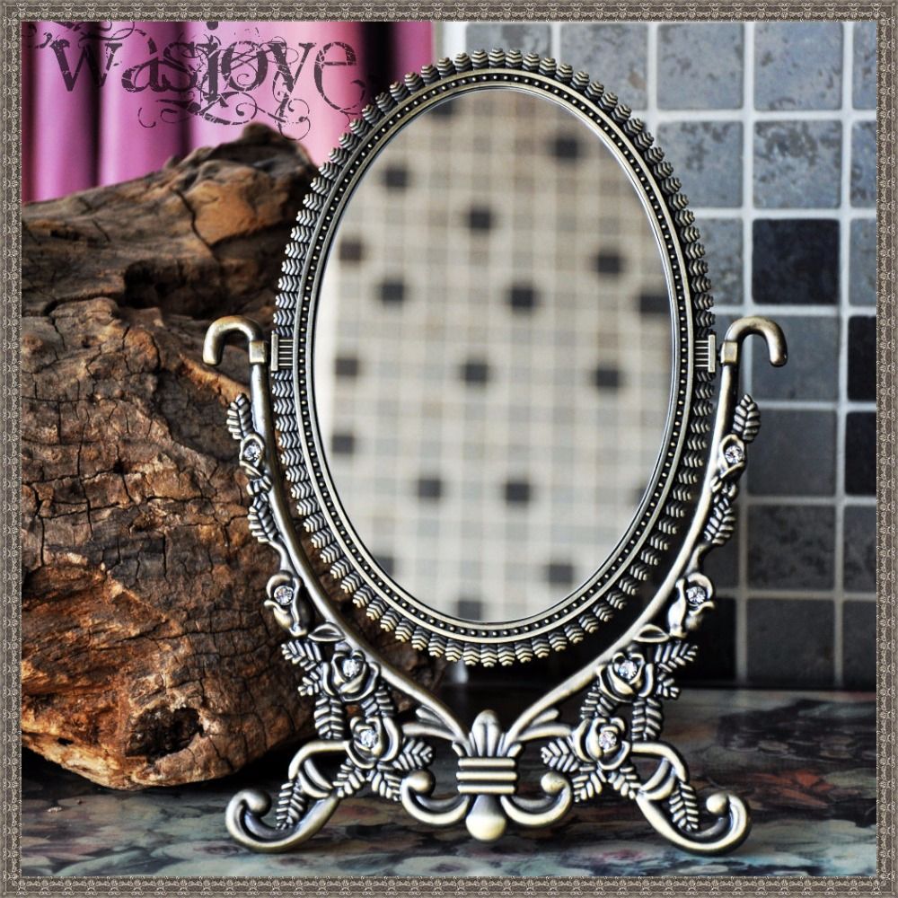 360 Degree Rotation European Oval Double Side Small Table Mirror Inside Single Sided Polished Wall Mirrors (View 3 of 15)