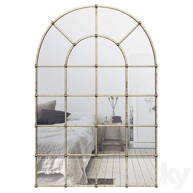 3d Models: Mirror – Metal Arch Window Wall Mirror Oawy8570 Throughout Metal Arch Window Wall Mirrors (Photo 8 of 15)