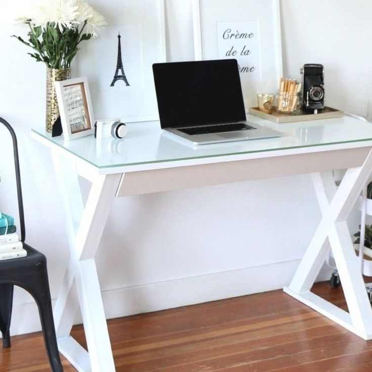 48 Inch White Glass Metal Computer Desk – Free Shipping Today For Glass White Wood And Walnut Metal Office Desks (Photo 9 of 15)
