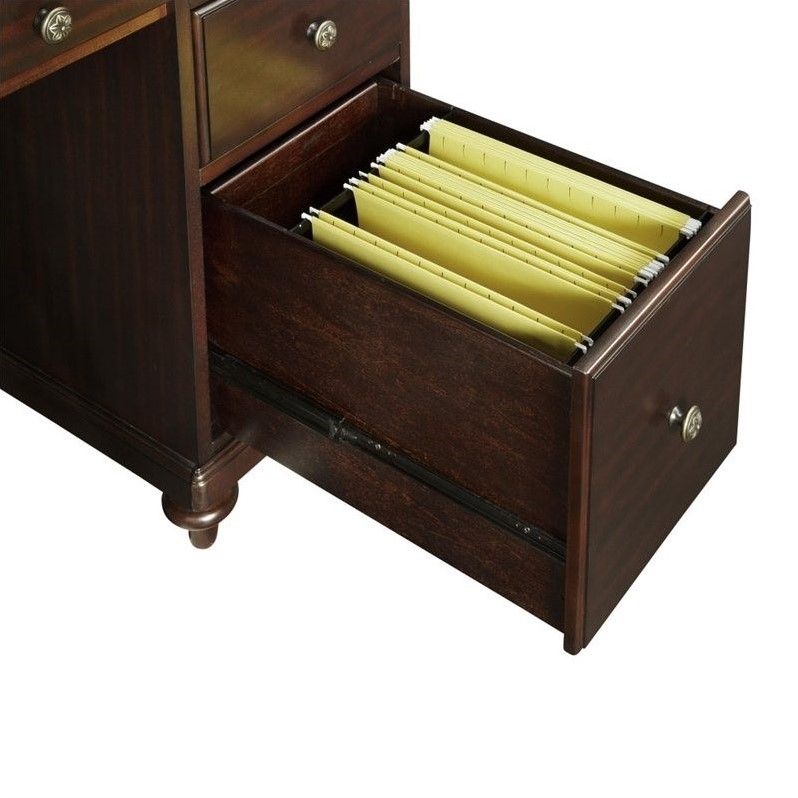 5 Drawer Wood Pedestal Desk In Espresso – 5542 18 Pertaining To Hickory Wood 5 Drawer Pedestal Desks (View 11 of 15)