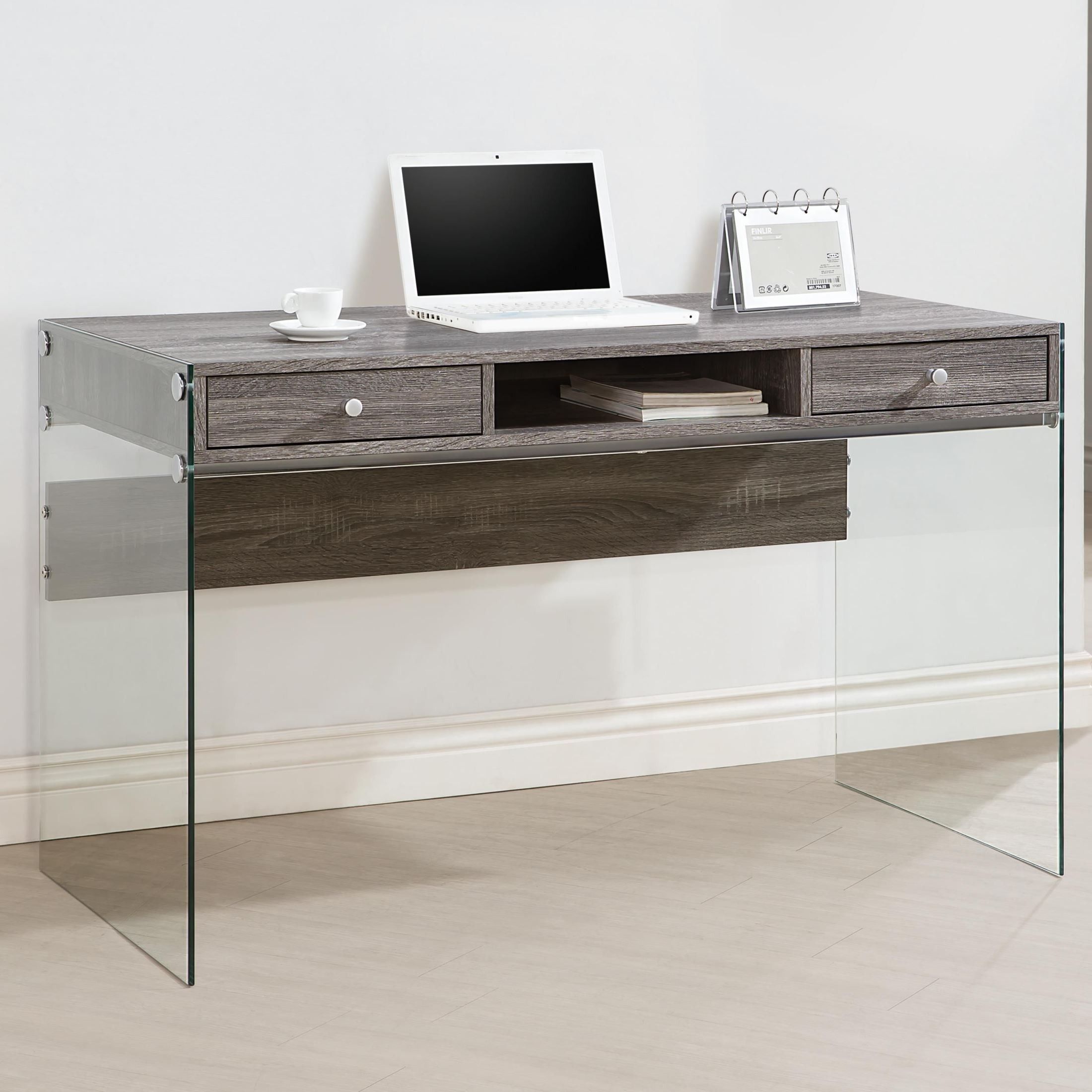800818 Weathered Gray Computer Desk From Coaster (800818) | Coleman Throughout Smoke Gray Computer Writing Desks (Photo 11 of 15)