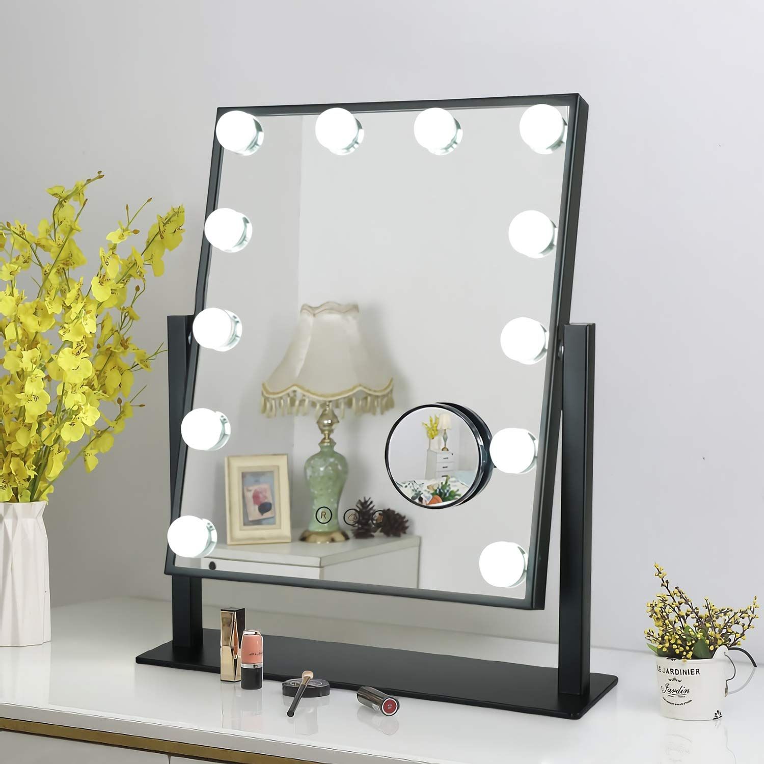 9/12/14 Bulb Hollywood Led Makeup Mirror Light Magnifying Free Standing Within Sunburst Standing Makeup Mirrors (View 5 of 15)