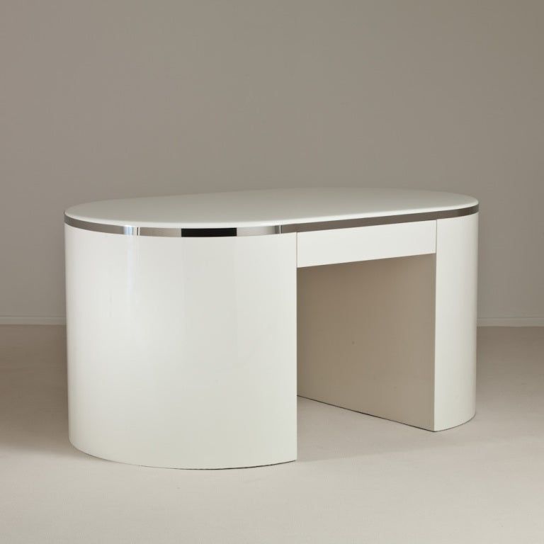 A Double Sided White Lacquered Desk 1980s At 1stdibs Regarding White Lacquer Stainless Steel Modern Desks (View 7 of 15)