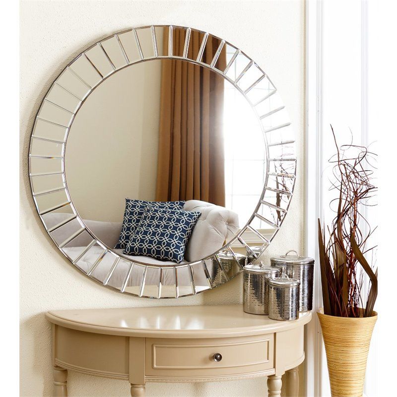 Abbyson Santorini Round Decorative Wall Mirror In Silver – Tm Gd 8305 Mir Pertaining To Accent Mirrors (View 2 of 15)
