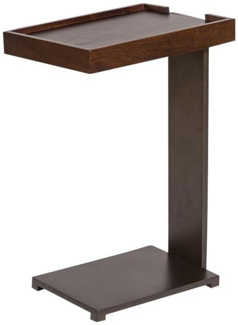 Accent Table Midtown Gunmetal Gray Metal Dark Chestnut Mango Wood # For Metal And Chestnut Wood 2 Shelf Desks (View 14 of 15)