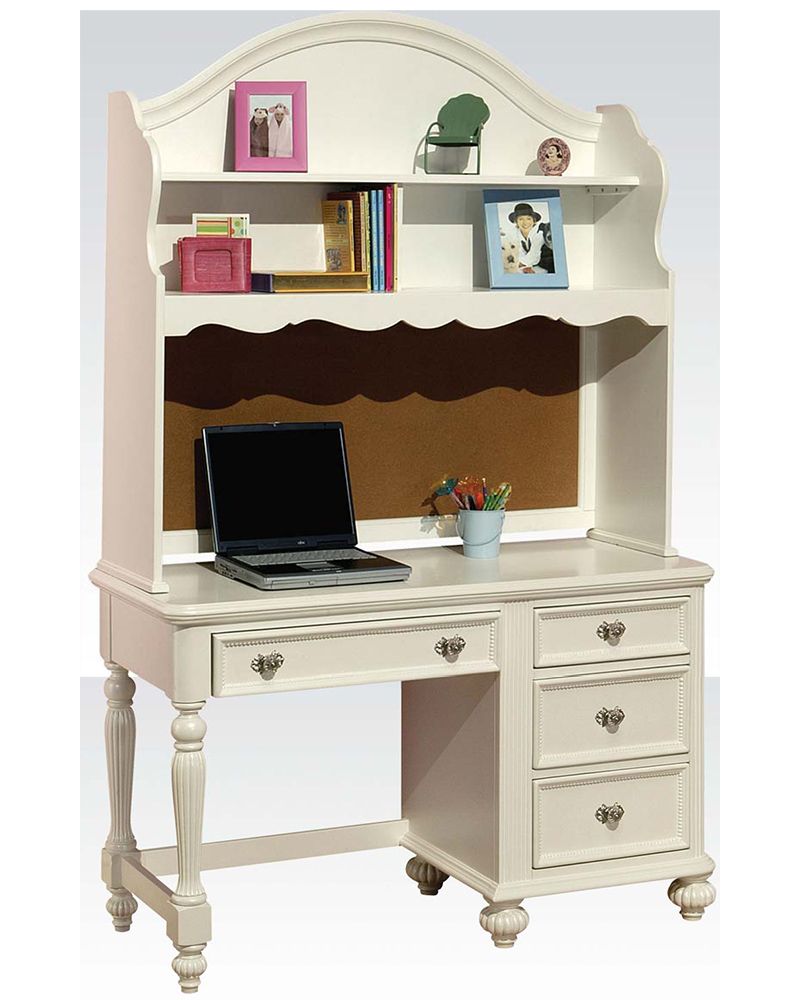 Acme Desk W/ Hutch Athena Ac30014dh For White Traditional Desks Hutch With Light (Photo 9 of 15)
