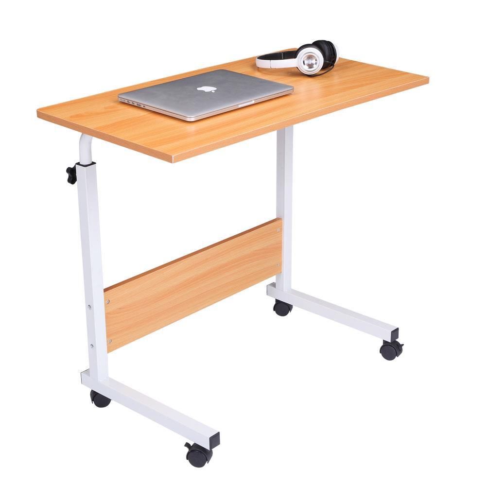 Adjustable Pc Laptop Notebook Rolling Table Desk Stand Overbed Table | Ebay Within White Adjustable Laptop Desks (View 6 of 15)