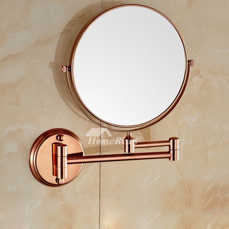 Adjustable Wall Mounted Makeup Mirror Brushed Brass Inside Ceiling Hung Polished Brass Mirrors (View 12 of 15)