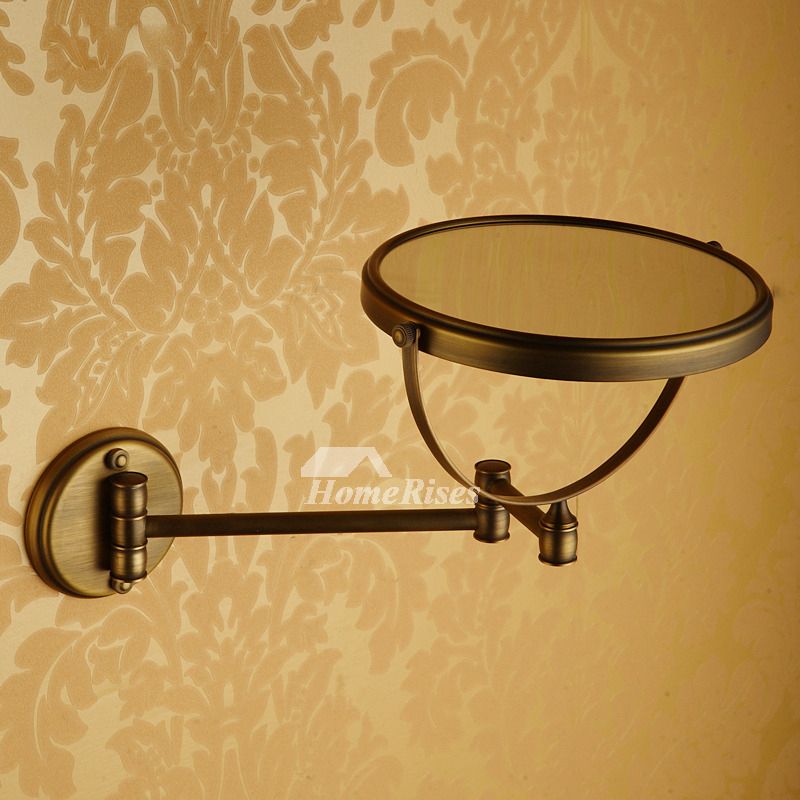 Adjustable Wall Mounted Makeup Mirror Brushed Brass Throughout Ceiling Hung Polished Brass Mirrors (View 6 of 15)