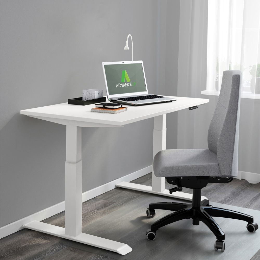Advanceup Dual Motor Electric Stand Up Desk, White, Ergonomic Standing Intended For Walnut Adjustable Stand Up Desks (Photo 8 of 15)