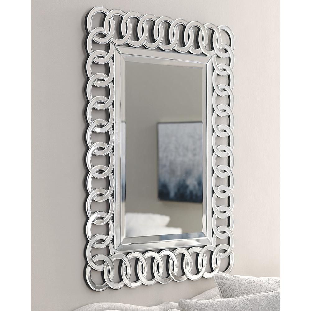 Afina Modern Luxe Rectangle Open Work Decorative Wall Mirror In Circles With Loftis Modern & Contemporary Accent Wall Mirrors (View 10 of 15)