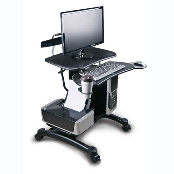 Aidata Pcc004p Ergonomic Sit Stand Mobile Computer Desk Work Station Within Sit Stand Mobile Desks (View 15 of 15)