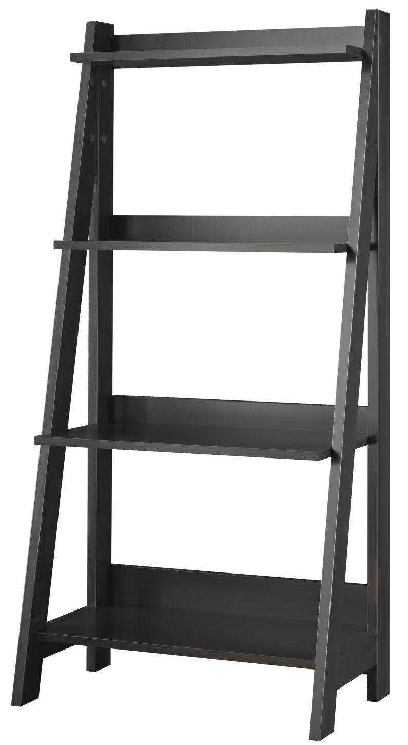 Alamosa Classic Black Ladder Bookcase From Bush (my72716 03) | Coleman Regarding 2 Shelf Black Ladder Desks (View 10 of 15)
