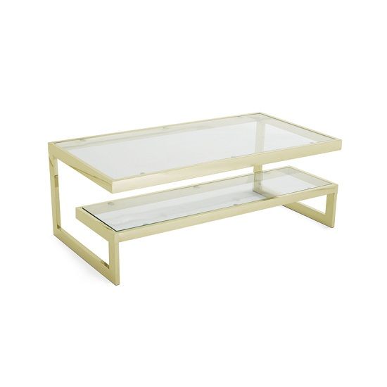 Alana Glass Coffee Table Rectangular In Clear With Gold With Glass And Gold Rectangular Desks (View 15 of 15)