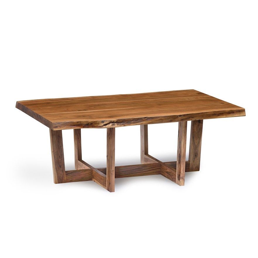Alaterre Furniture Berkshire Live Edge Criss Cross Large Coffee Table For Wood And Dark Bronze Criss Cross Desks (View 14 of 15)