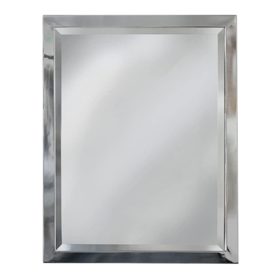 Allen + Roth 24 In Chrome Rectangular Bathroom Mirror At Lowes For Ceiling Hung Satin Chrome Oval Mirrors (View 12 of 15)