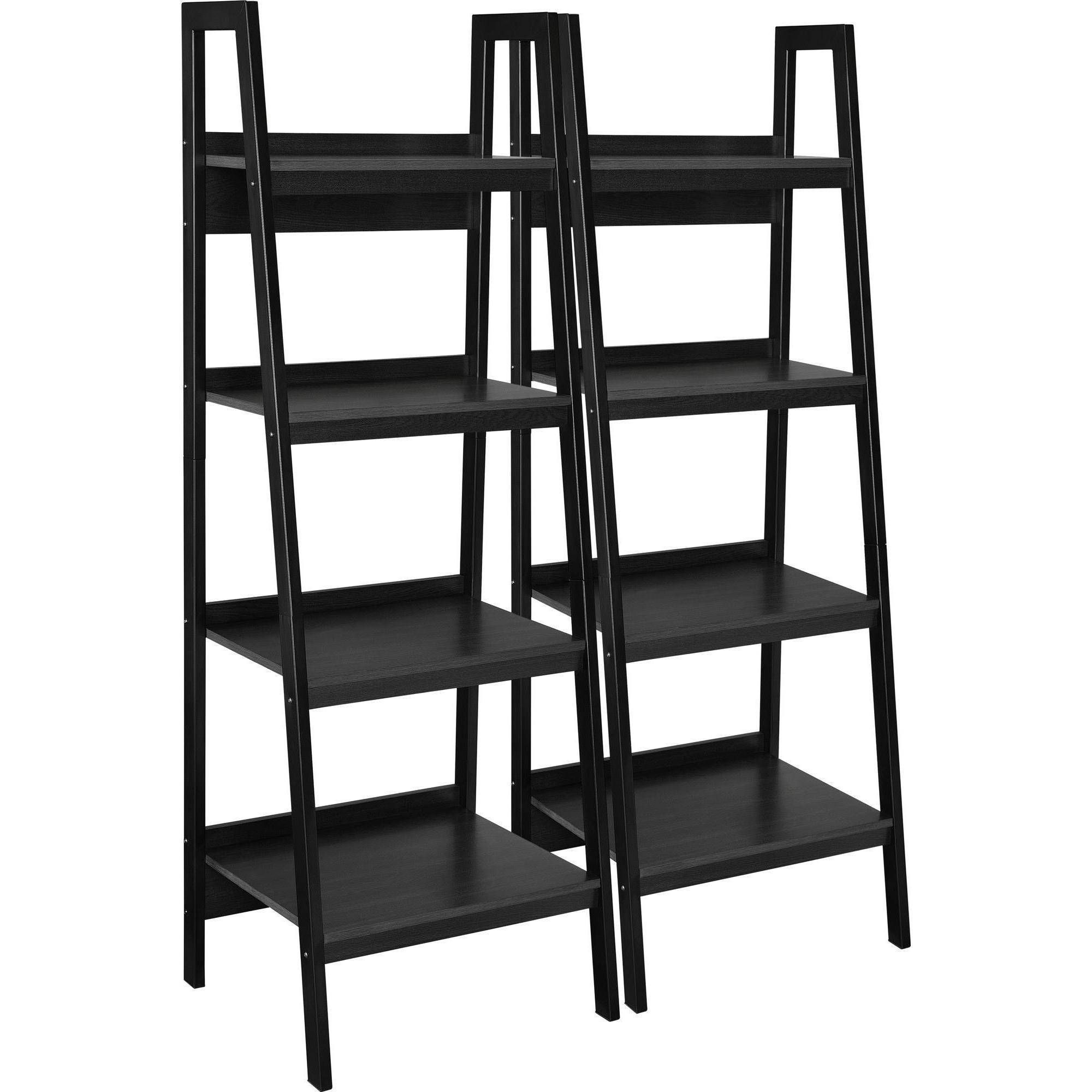 Altra Metal Ladder Bookcase, Set Of 2, Black Shelves Shelf Decor Intended For 2 Shelf Black Ladder Desks (View 8 of 15)
