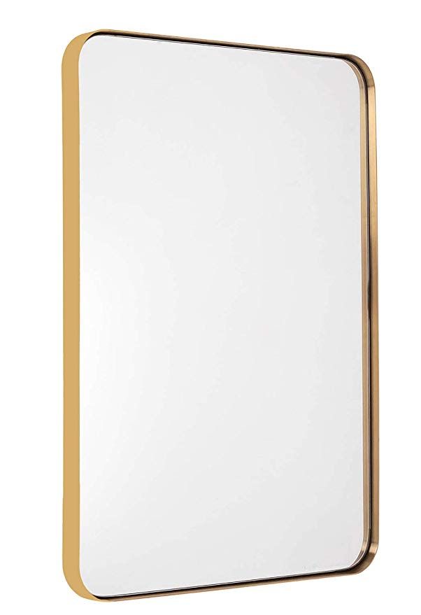 Amazon: Bathroom Mirror For Wall, Brushed Gold Metal Frame 22" X 30 Inside Karn Vertical Round Resin Wall Mirrors (Photo 6 of 15)