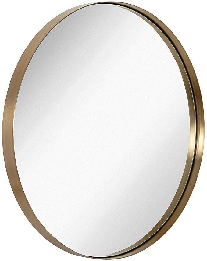 Amazon: Hamilton Hills Contemporary Brushed Metal Gold Wall Mirror Throughout Brushed Gold Wall Mirrors (View 3 of 15)