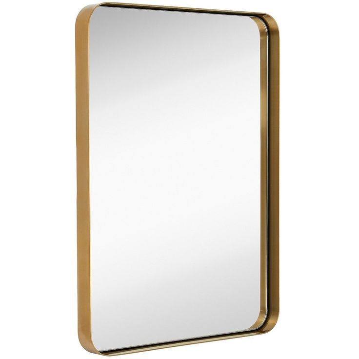 Amazon: Hamilton Hills Contemporary Brushed Metal Wall Mirror Regarding Brushed Gold Wall Mirrors (View 9 of 15)