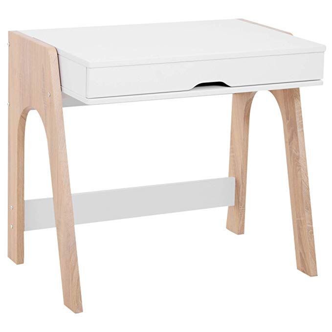 Amazon: Homcom 33" Wood Modern Flip Top Writing Desk With Storage Intended For White Oak Wood Writing Desks (Photo 5 of 15)