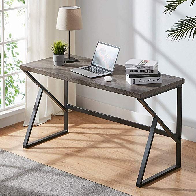 Amazon: Hsh Rustic Computer Desk, Metal And Wood Home Office Desk Throughout Antique Black Wood 1 Drawer Desks (View 8 of 15)